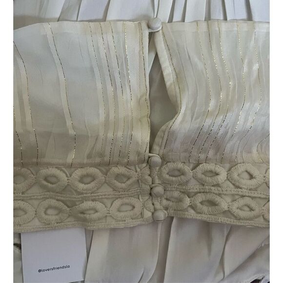 Lovers‎ + Friends Cream Pleated Halter Cutout Top XL - Picture 3 of 6